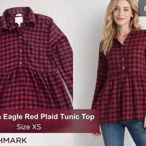American Eagle Outfitters Red Checkered Tunic